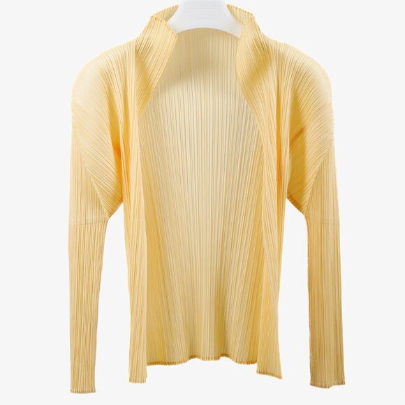 Pleats Please Light Creamsicle Cardigan